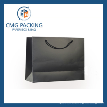 Cosmetic Paper Bags Handle Gift Black Carrier Bag (CMG-PGBB-008)